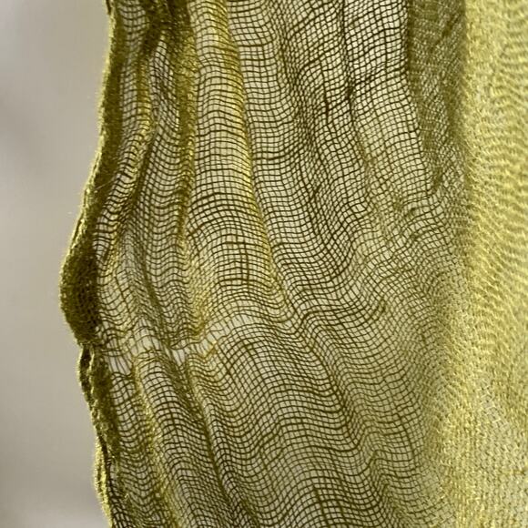 PAS de CALAIS Green Woven Linen Fringe Scarf - Picture 5 of 6